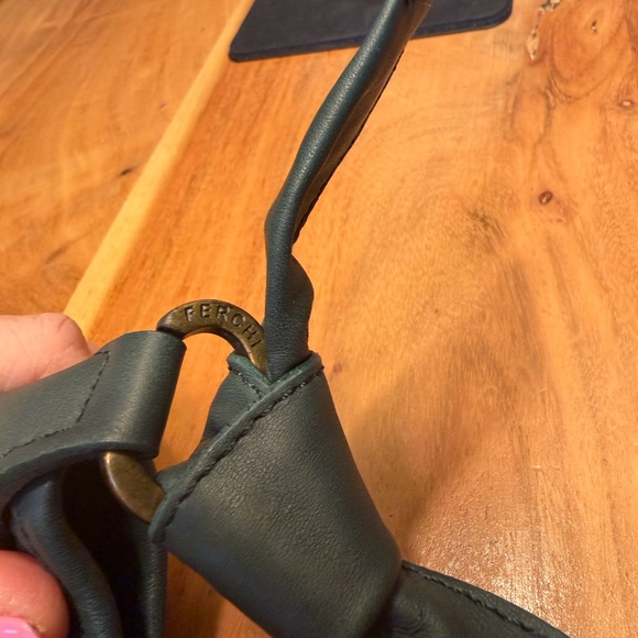 FERCHI Spain Vintage Soft Leather Pleated Hobo Bag: Forest Green (EUC) - Picture 12 of 14